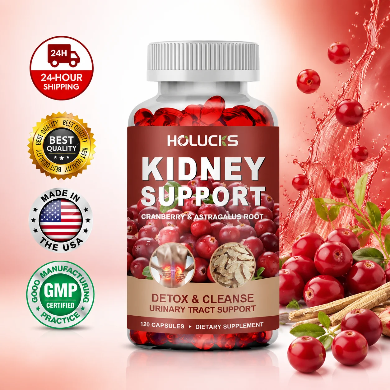 Health Wellness And - Natural Kidney Cleanse Capsules, with Cranberry,
