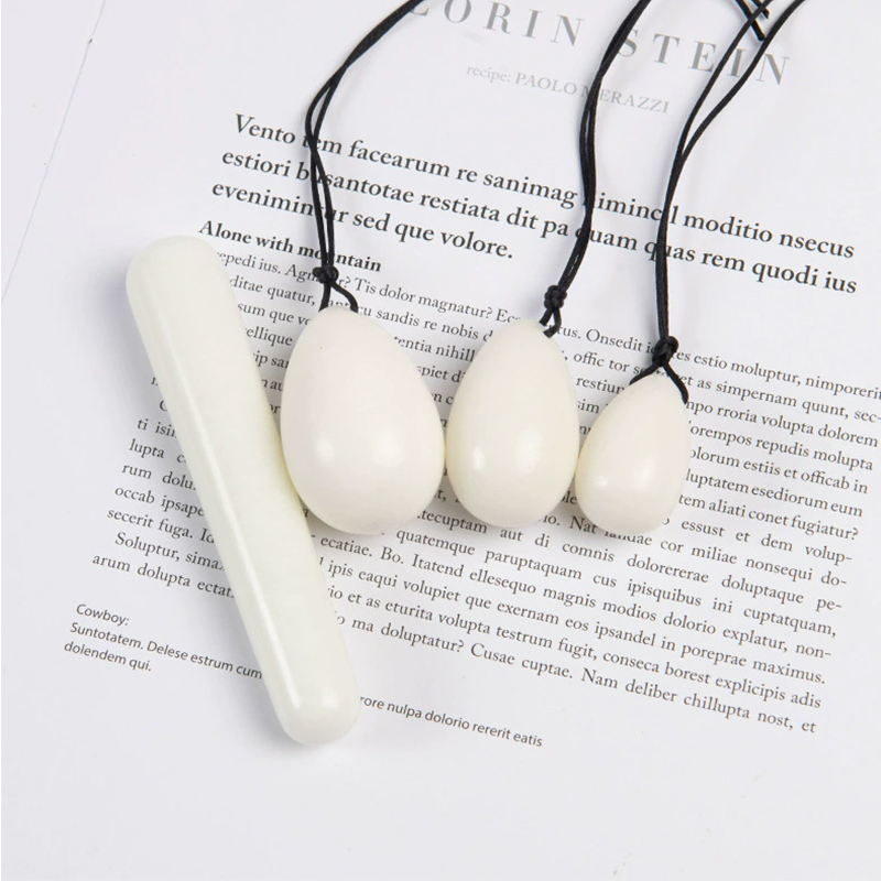Healing Crystal Set - White Jade Drilled Eggs Set Yoni