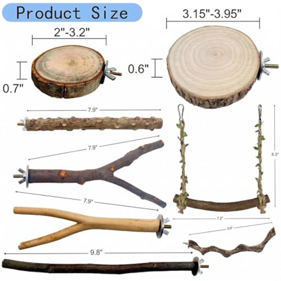 8PCS natural wood bird perches - огляд і ціна Health & Wellness Events