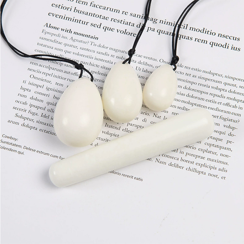 White Jade Drilled Eggs Set Yo - огляд і ціна Healing Crystal Set